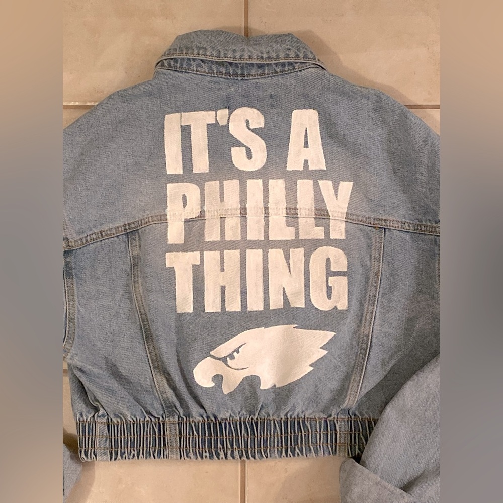 Brand New Custom Painted Philadelphia Eagles Denim Jacket